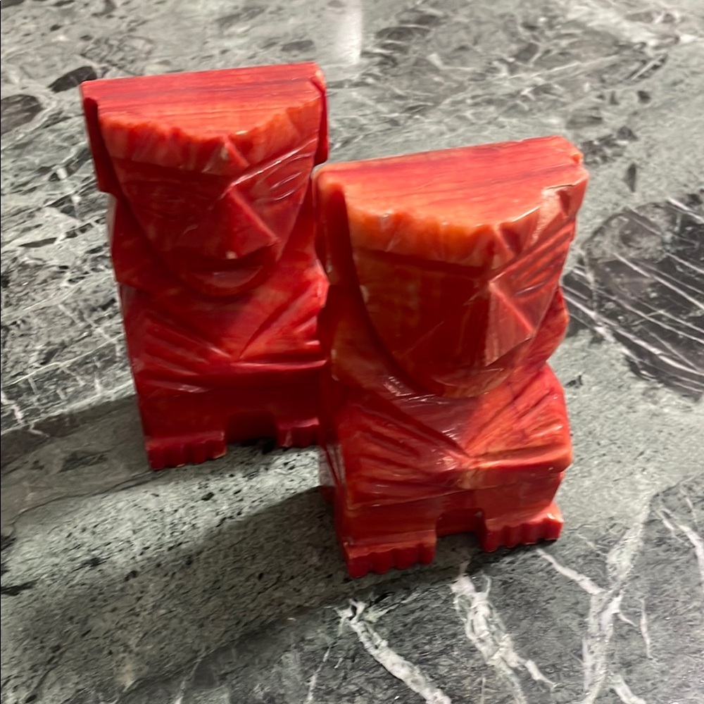 Red Onyx Mayan Book ends or Statues.